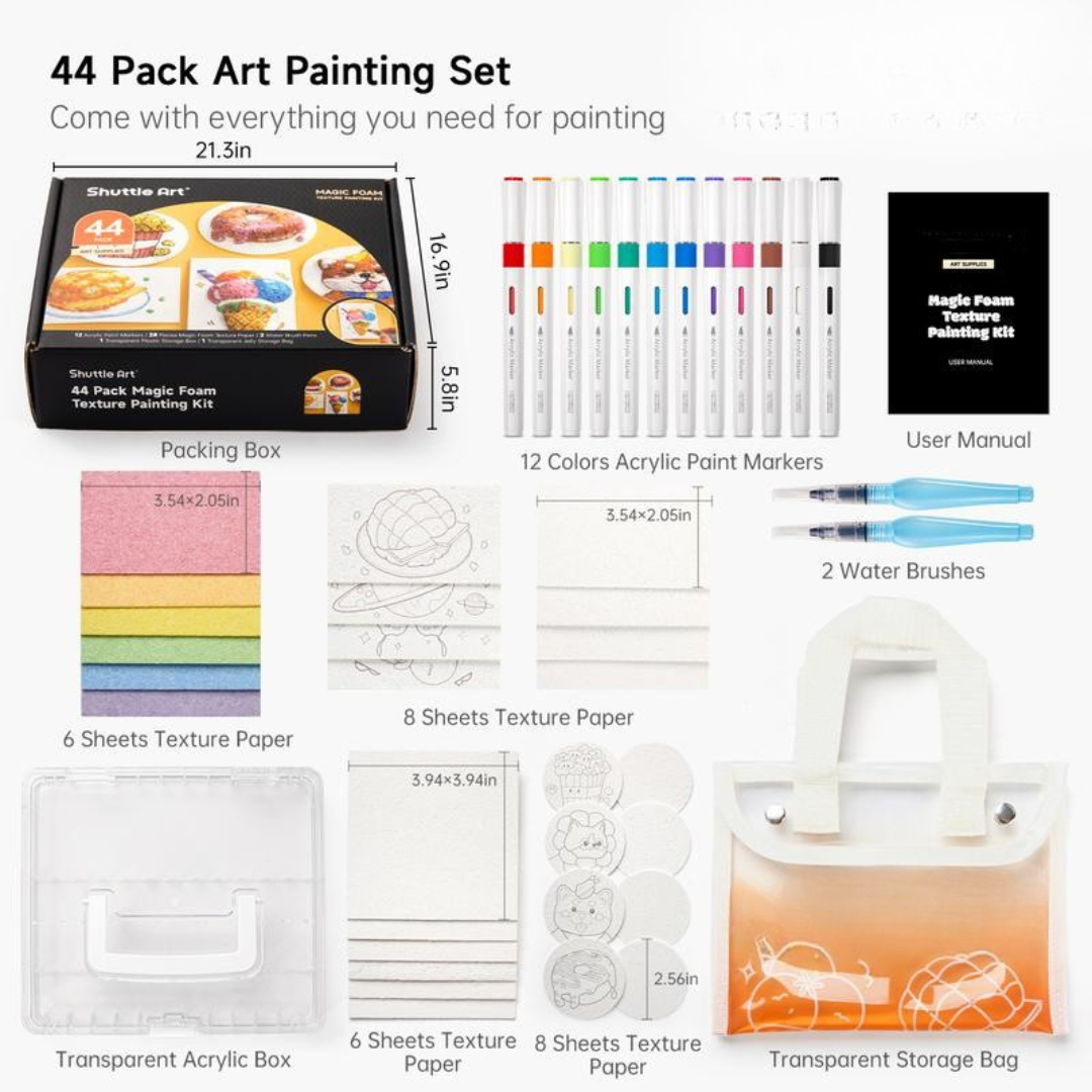 44 Pcs Magic Foam Texture Painting Kit