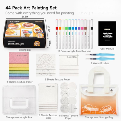 44 Pcs Magic Foam Texture Painting Kit